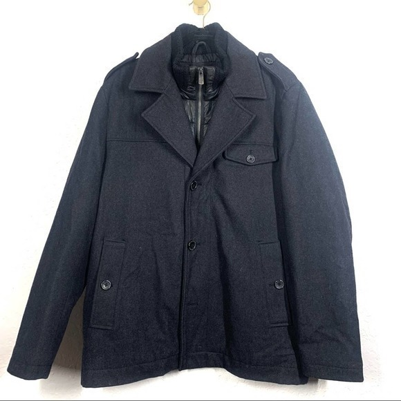 I JEANS by BUFFALO Charcoal Gray Wool-Blend Dual Layer Pea Coat‎ - Picture 1 of 13